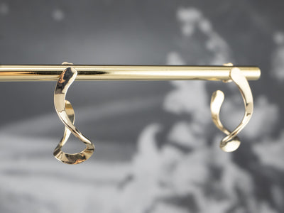 Modernist Gold Twisted Drop Earrings