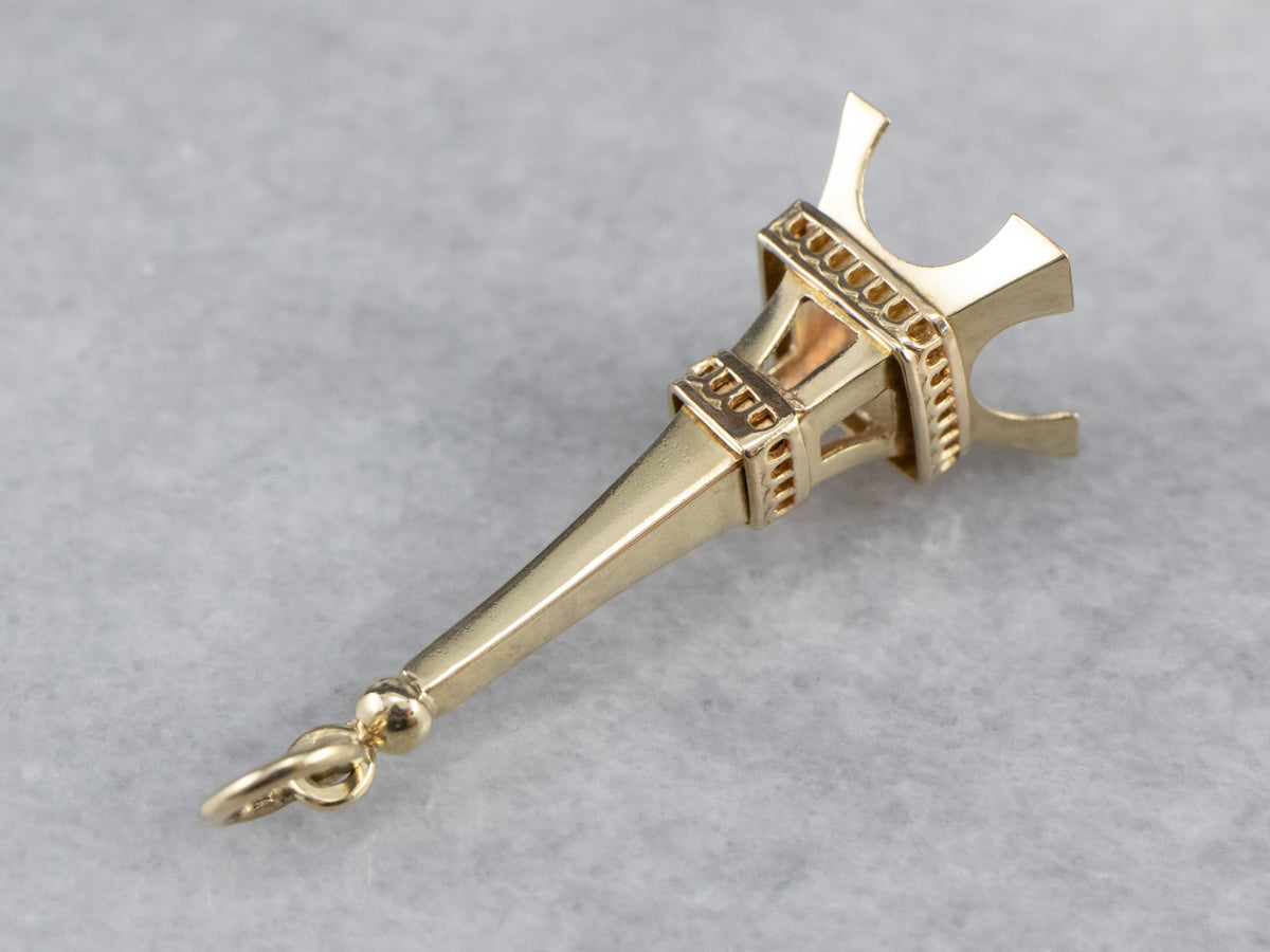 14K Gold Eiffel Tower Pendant