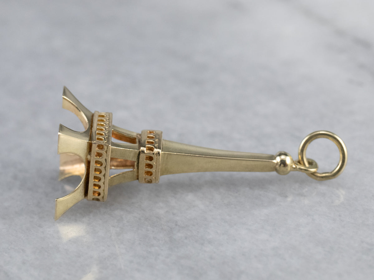 14K Gold Eiffel Tower Pendant