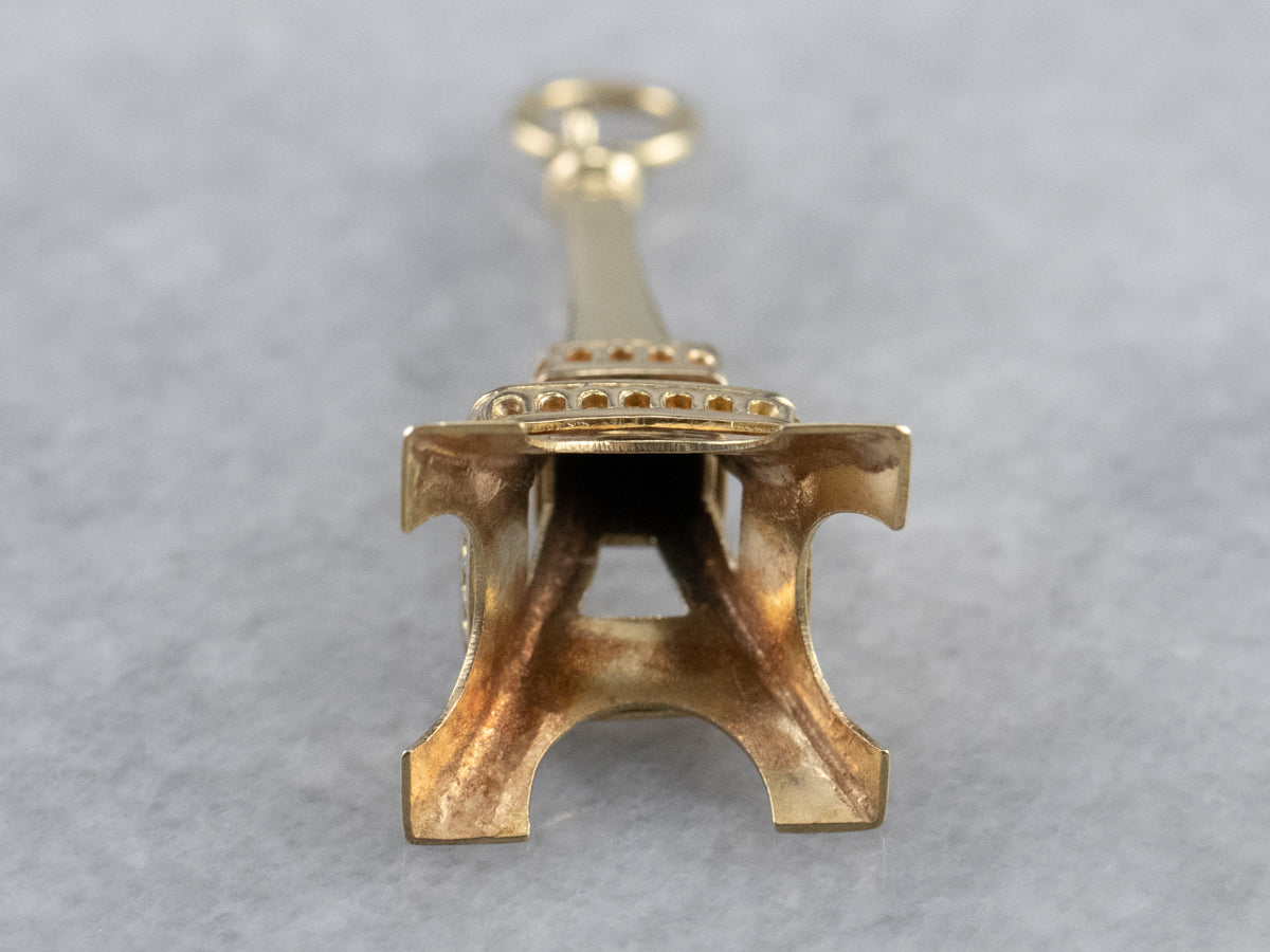 14K Gold Eiffel Tower Pendant
