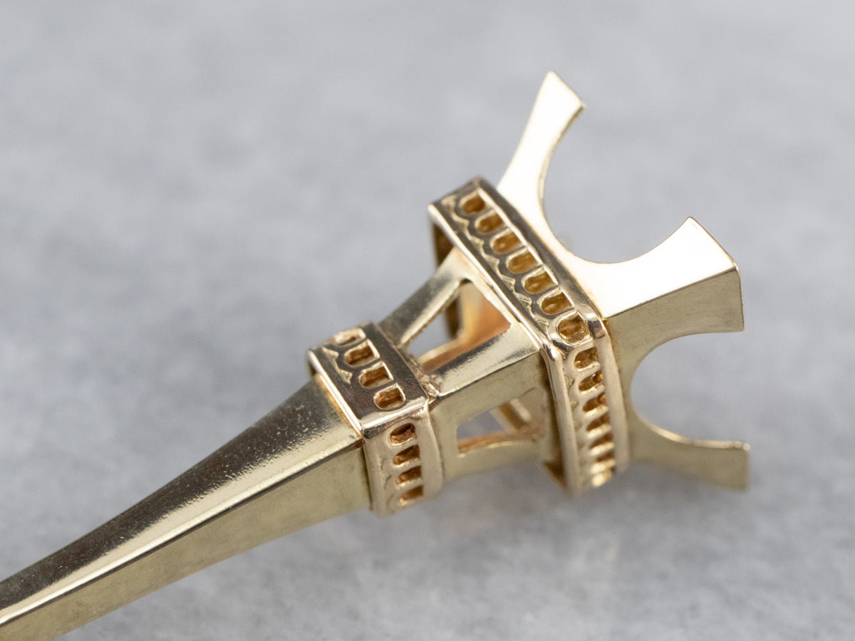 14K Gold Eiffel Tower Pendant
