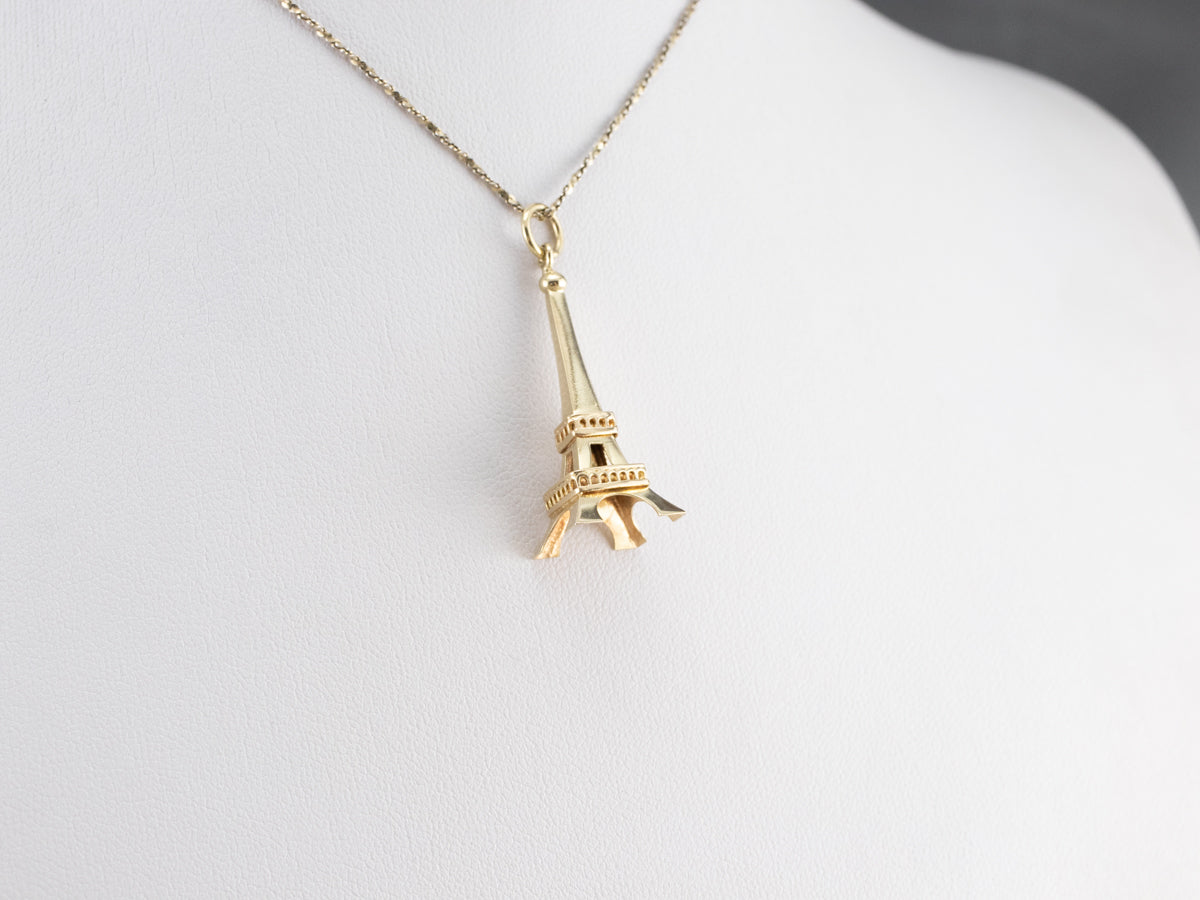 14K Gold Eiffel Tower Pendant