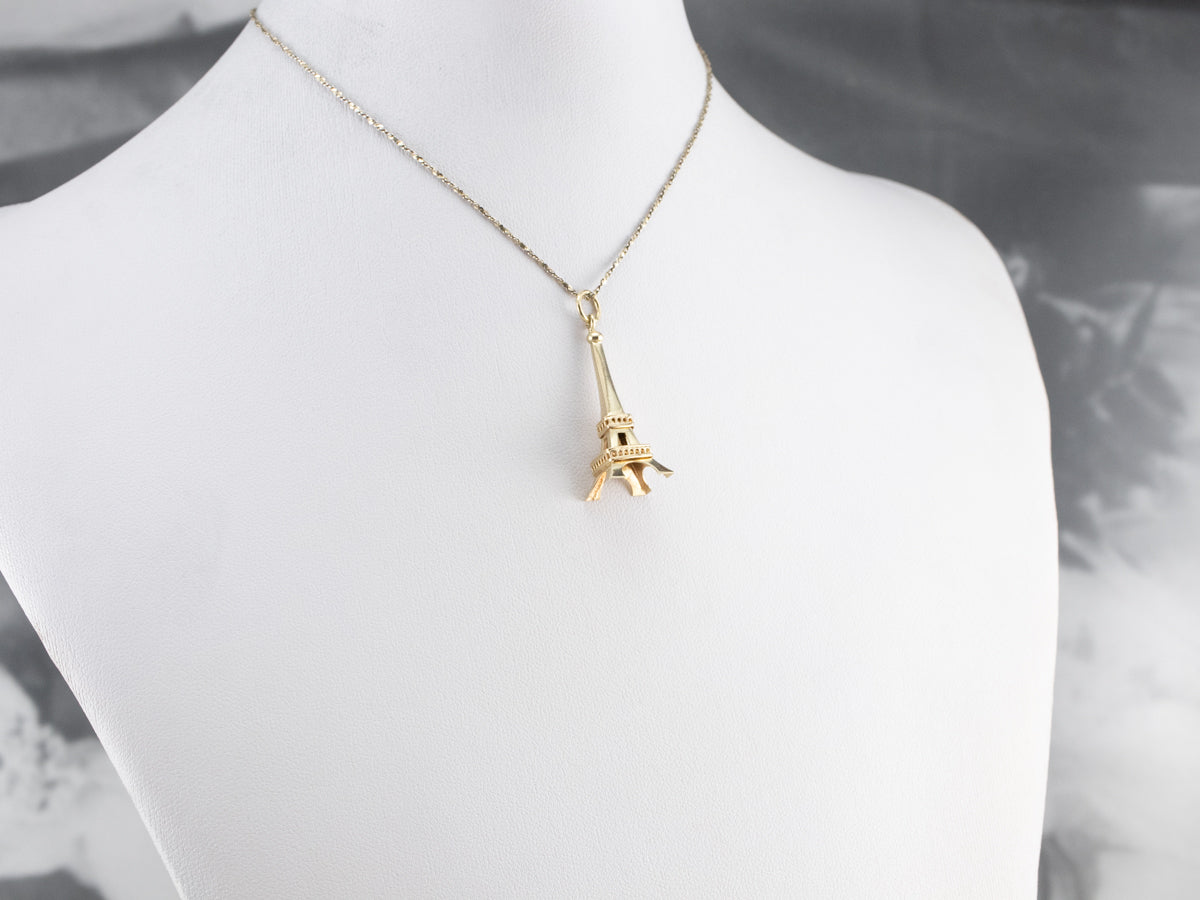 14K Gold Eiffel Tower Pendant