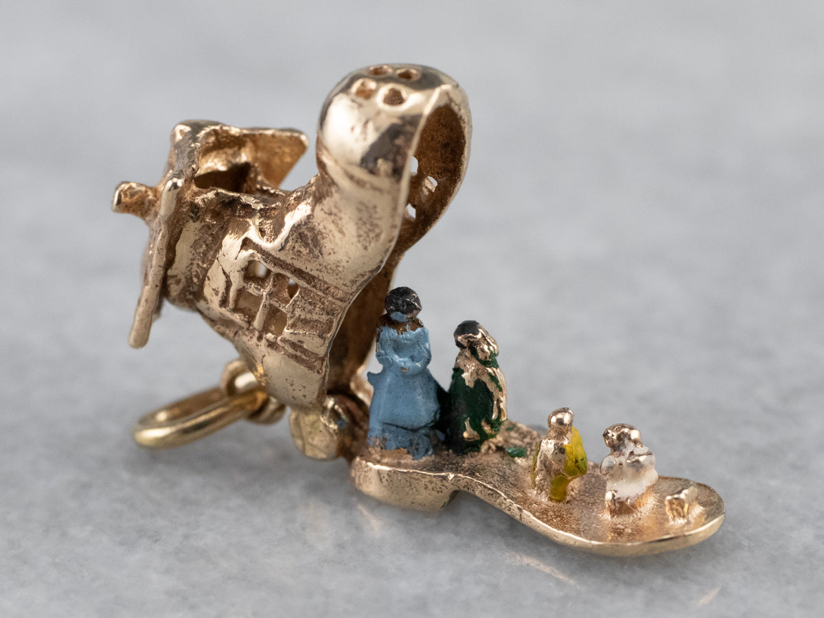 Gold Old Woman in a Shoe Charm