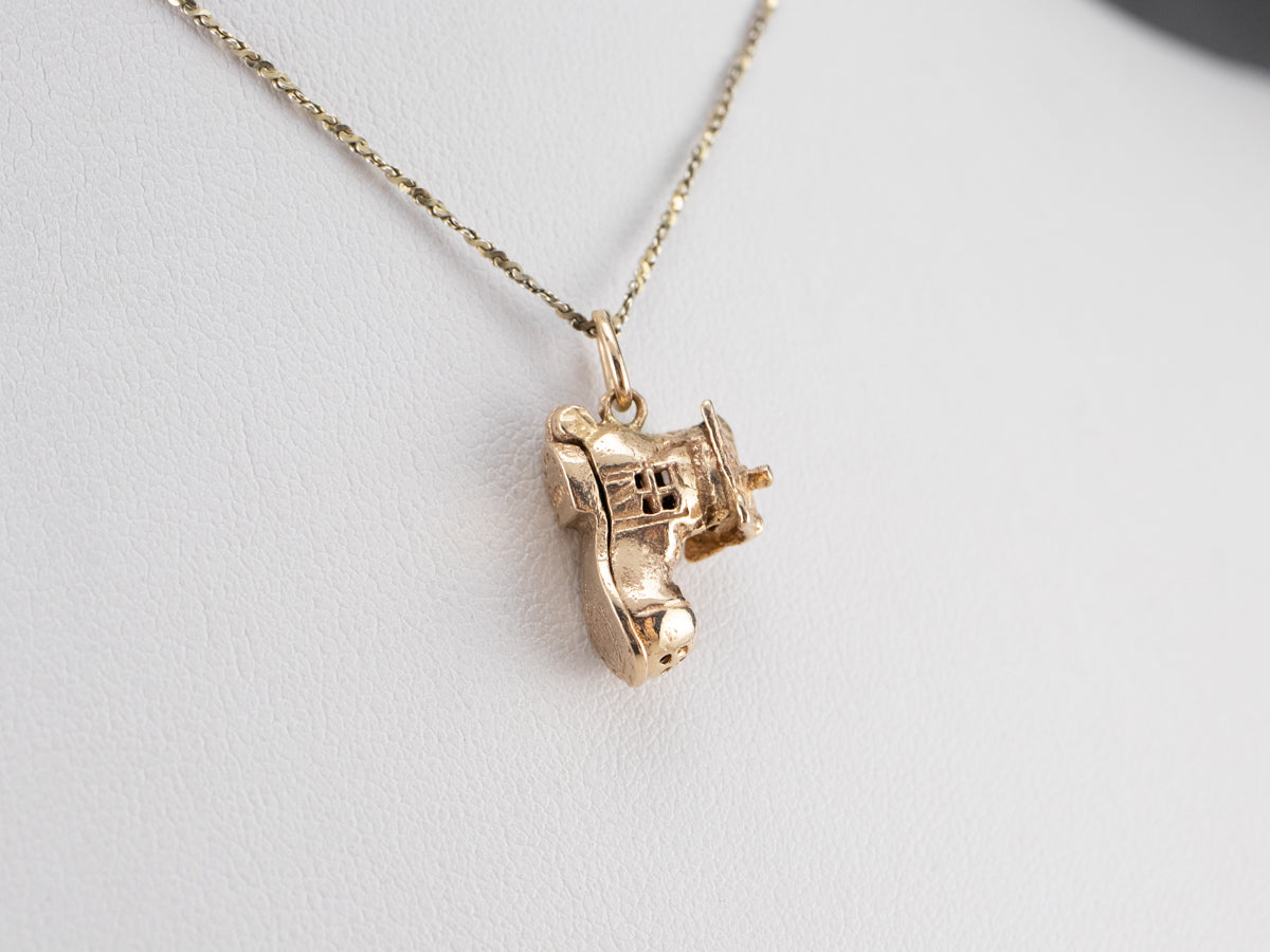 Gold Old Woman in a Shoe Charm