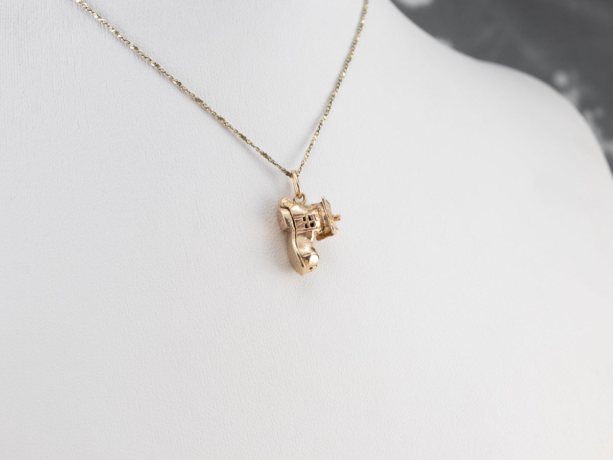 Gold Old Woman in a Shoe Charm