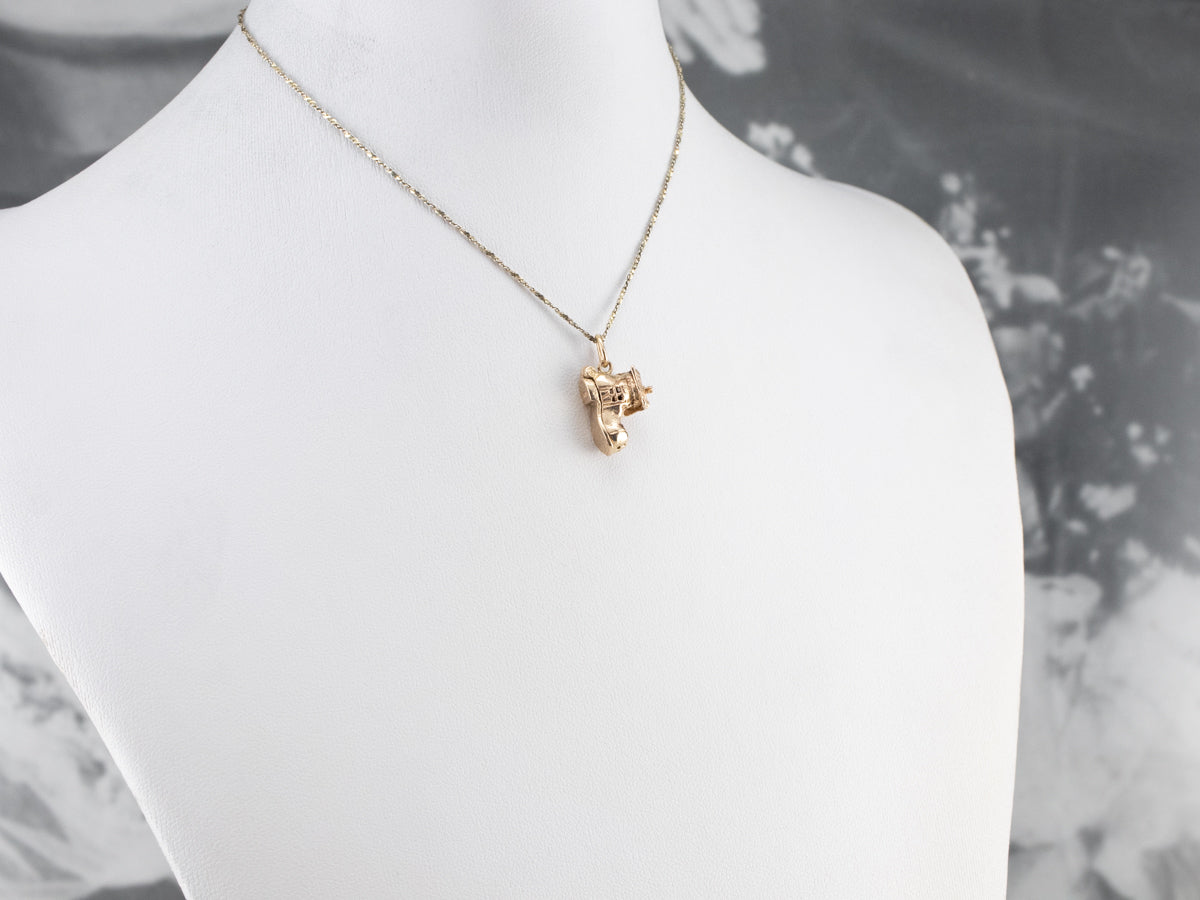 Gold Old Woman in a Shoe Charm