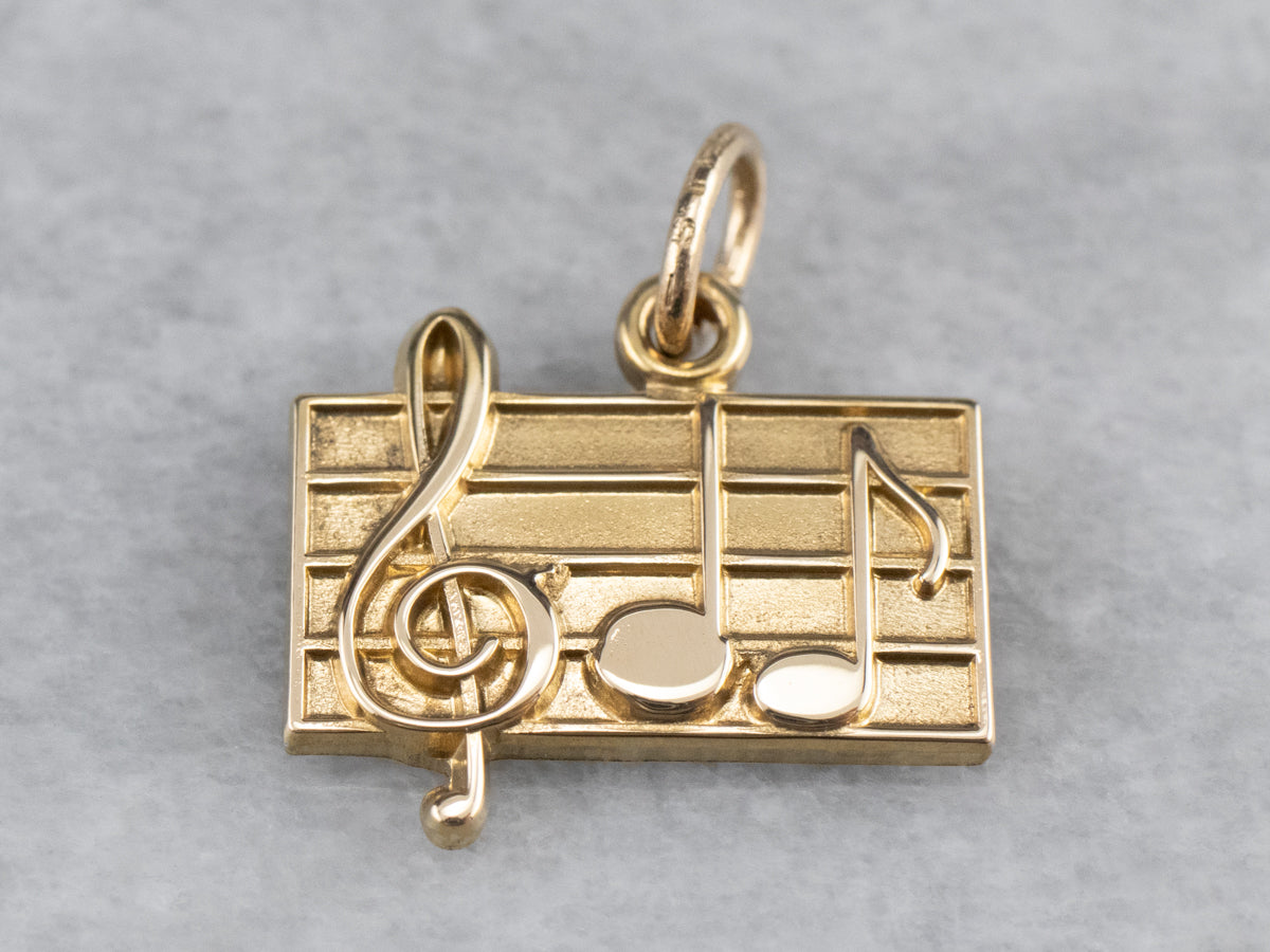 Gold Music Note Charm Pendant