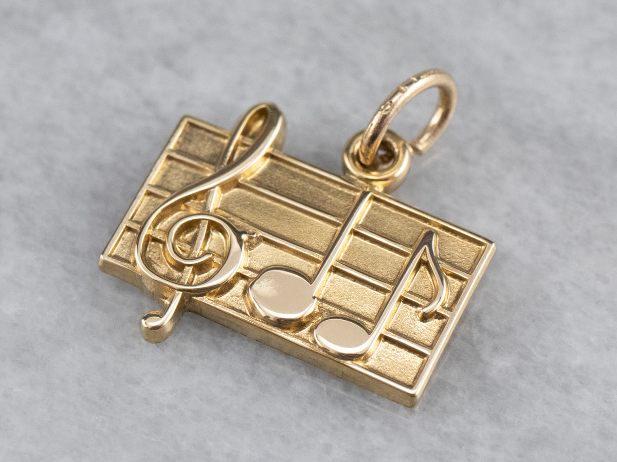 Gold Music Note Charm Pendant