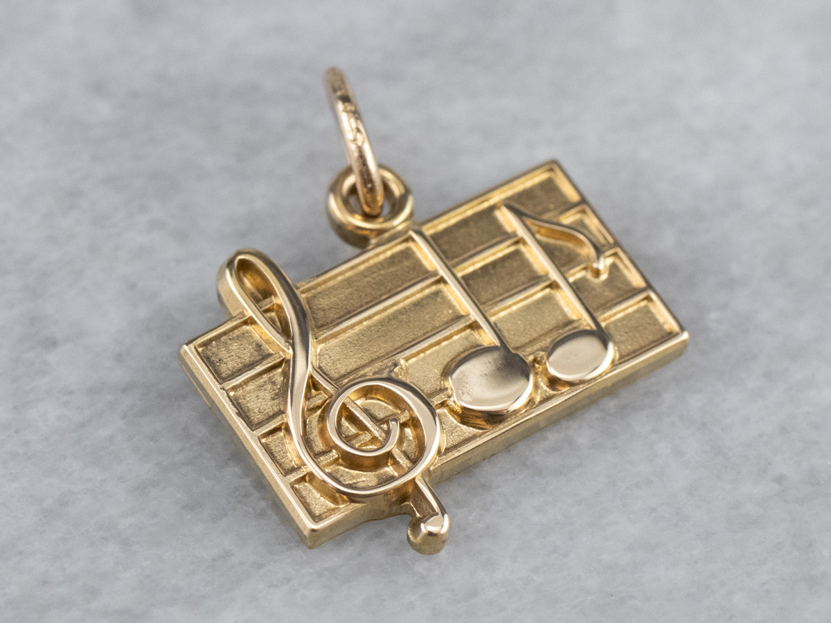 Gold Music Note Charm Pendant