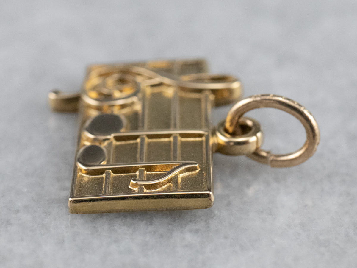 Gold Music Note Charm Pendant