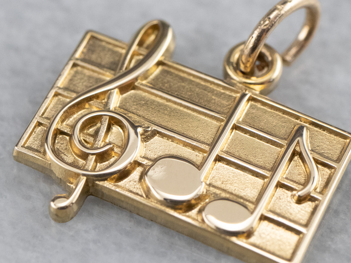 Gold Music Note Charm Pendant