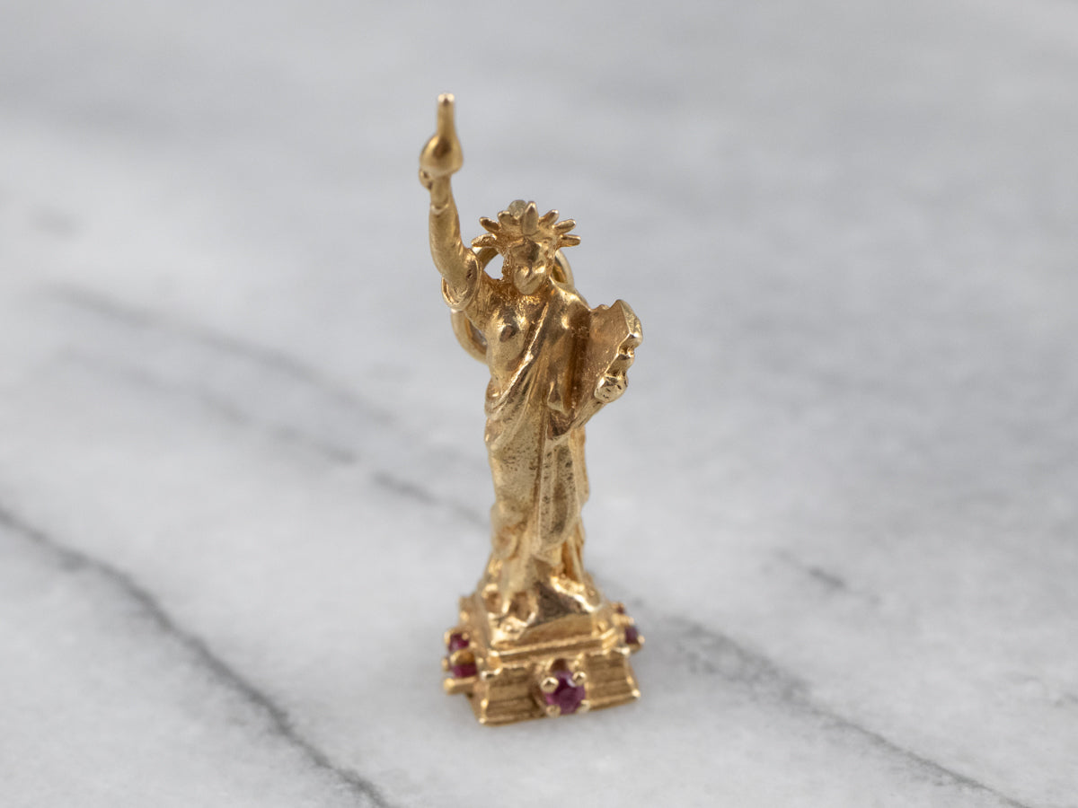 Statue of Liberty Ruby Gold Pendant