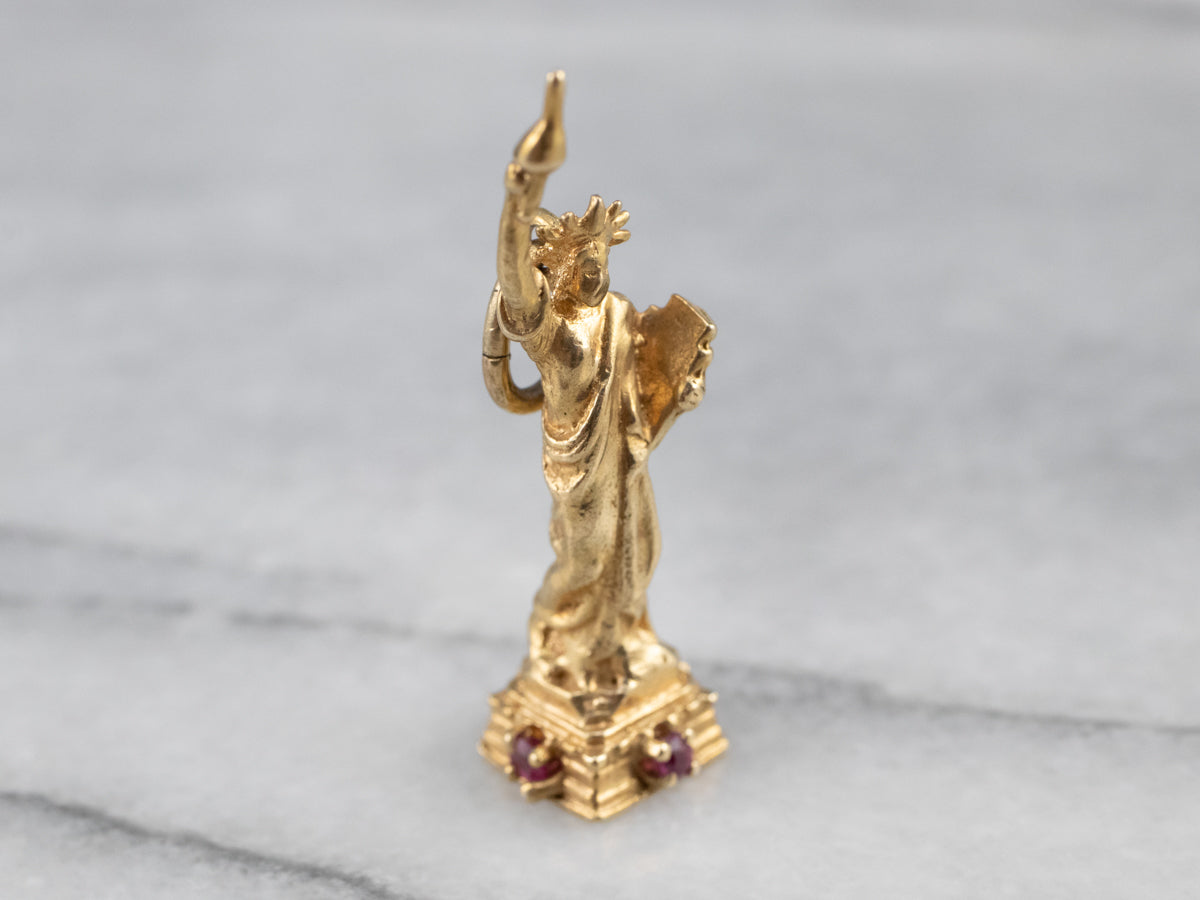 Statue of Liberty Ruby Gold Pendant