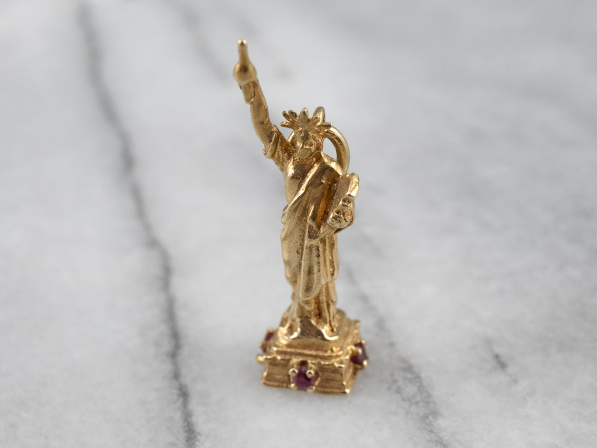 Statue of Liberty Ruby Gold Pendant