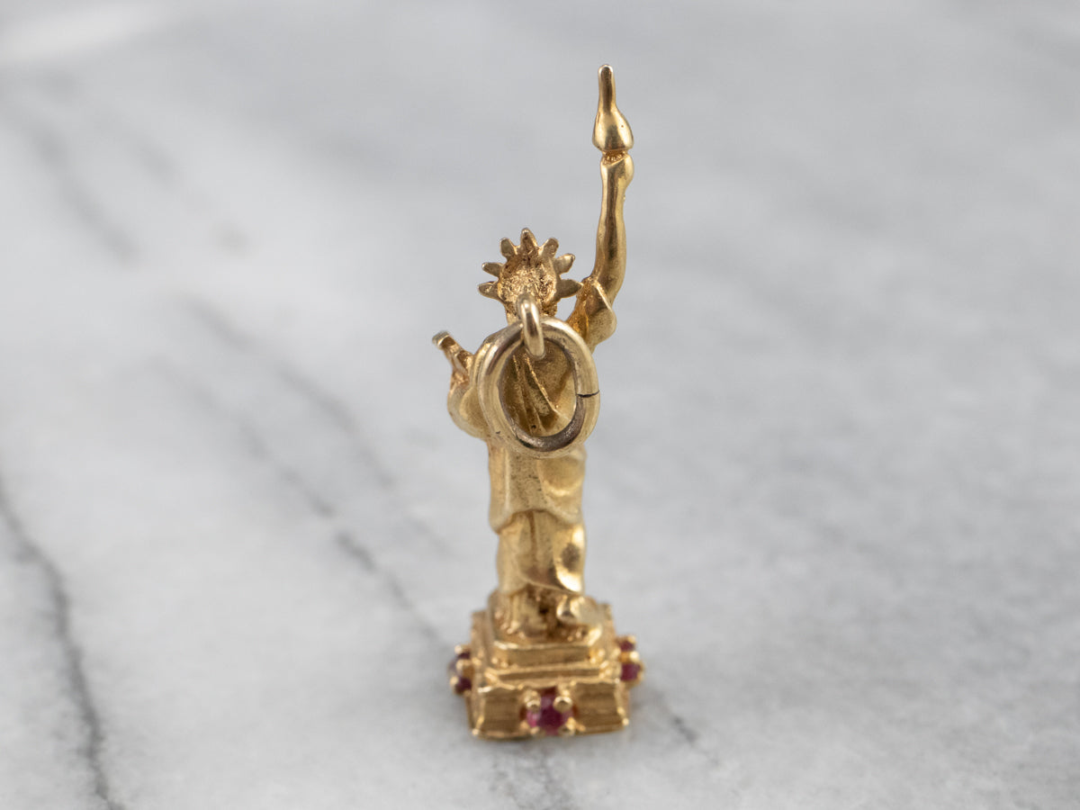 Statue of Liberty Ruby Gold Pendant