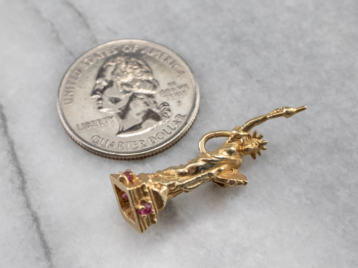 Statue of Liberty Ruby Gold Pendant