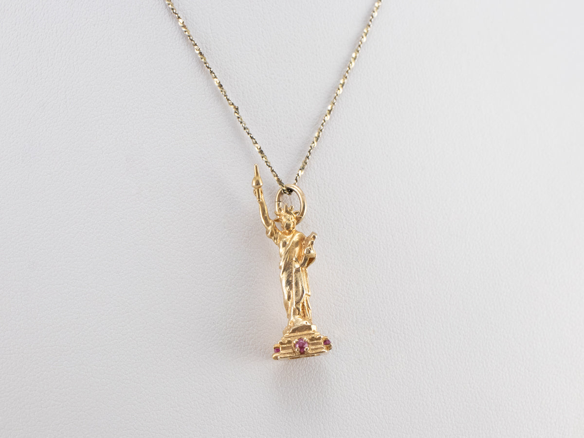 Statue of Liberty Ruby Gold Pendant