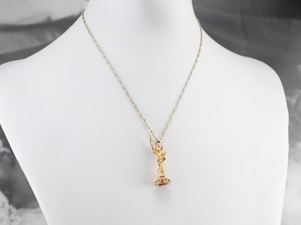 Statue of Liberty Ruby Gold Pendant