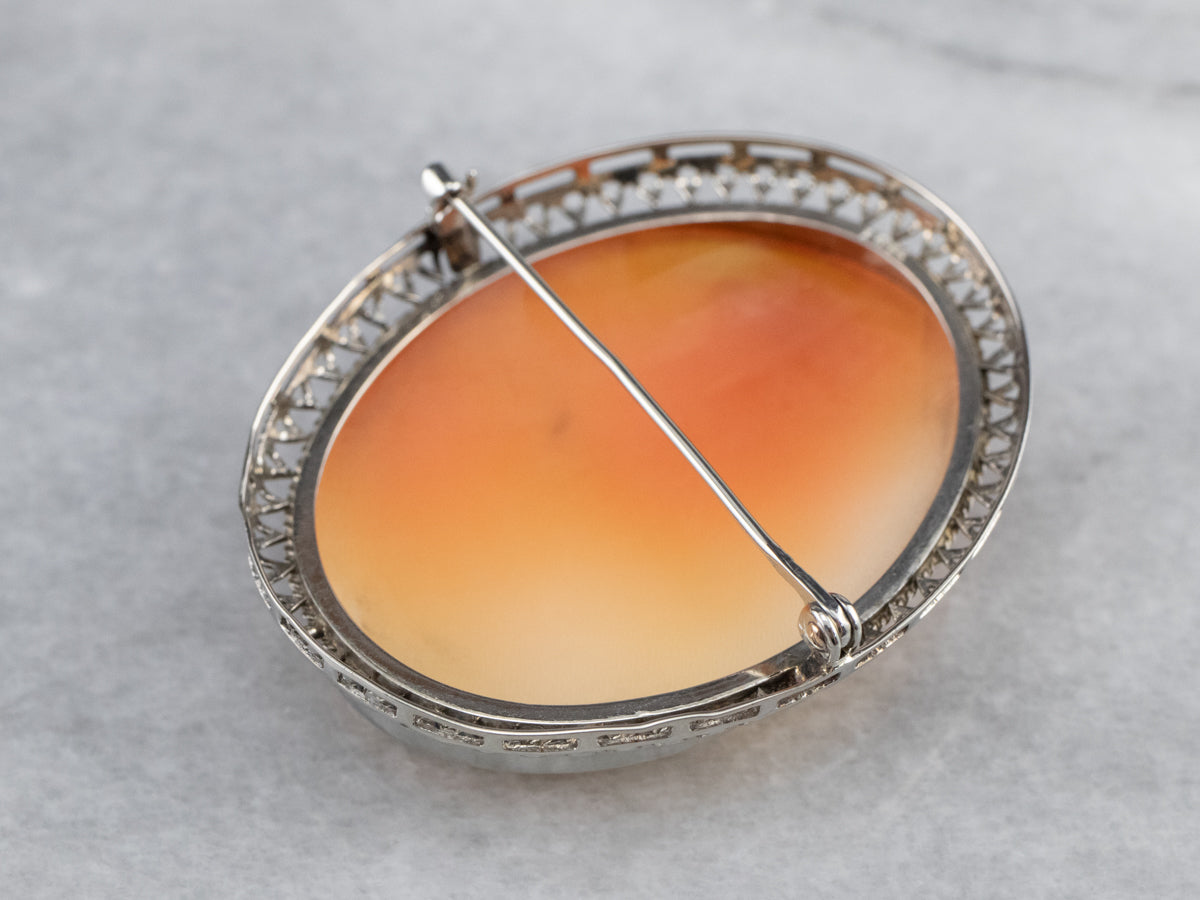 Art Deco Filigree Cameo Brooch