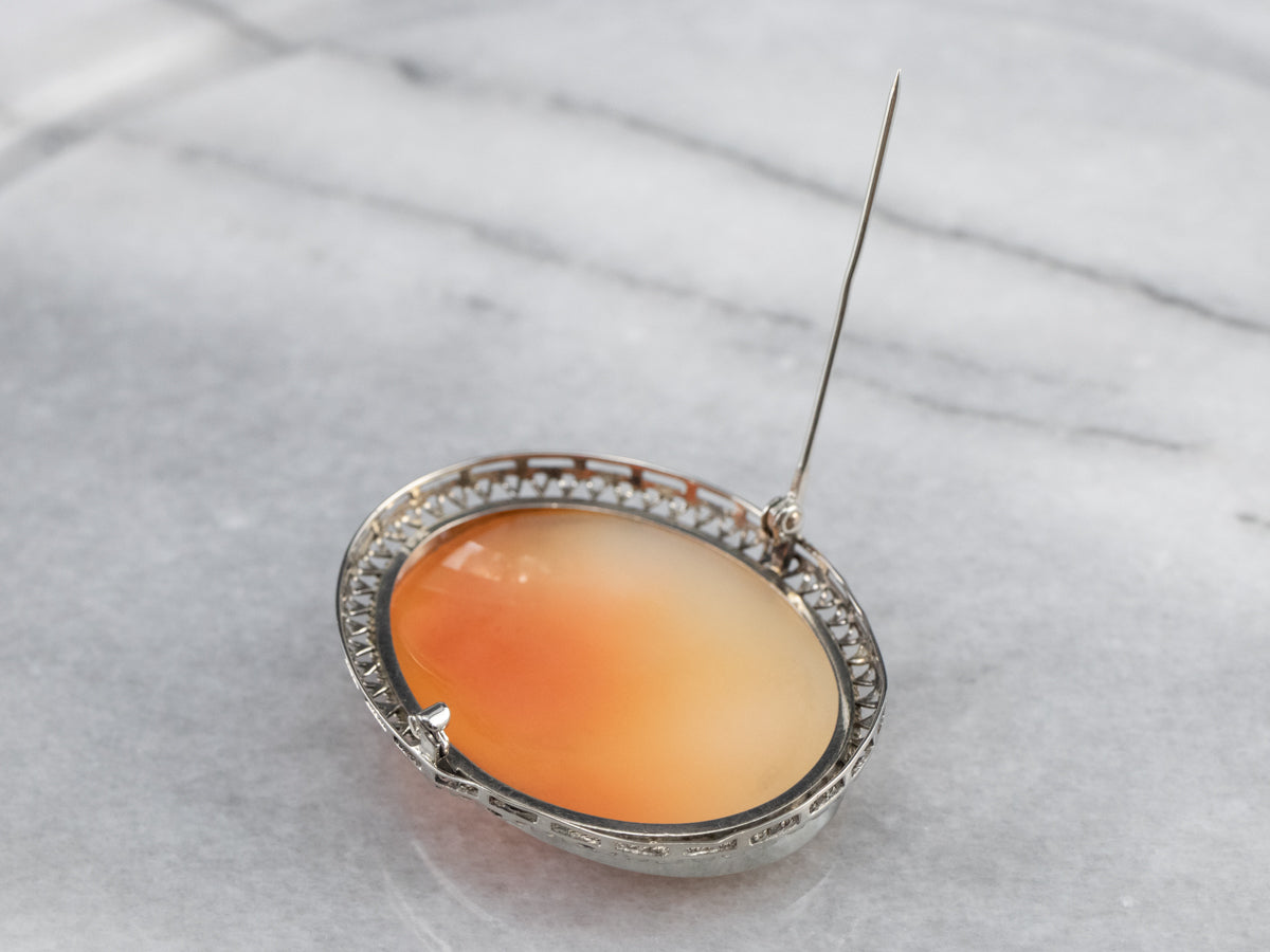 Art Deco Filigree Cameo Brooch