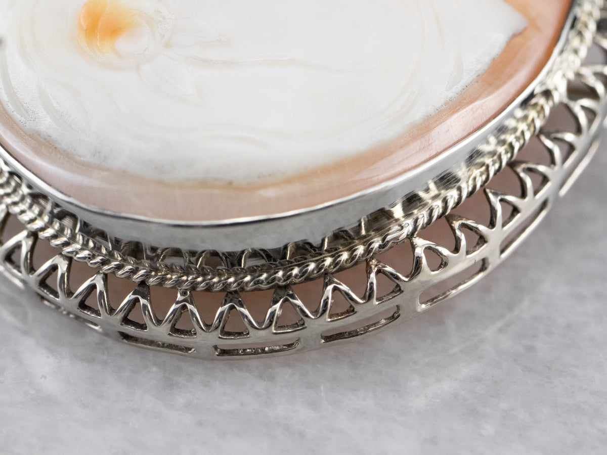 Art Deco Filigree Cameo Brooch
