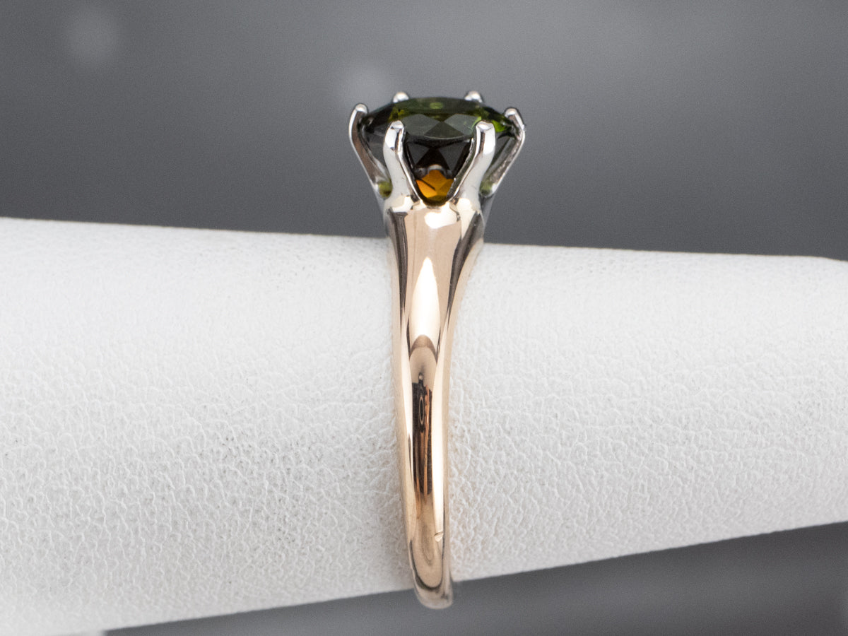 Green Tourmaline Solitaire Ring
