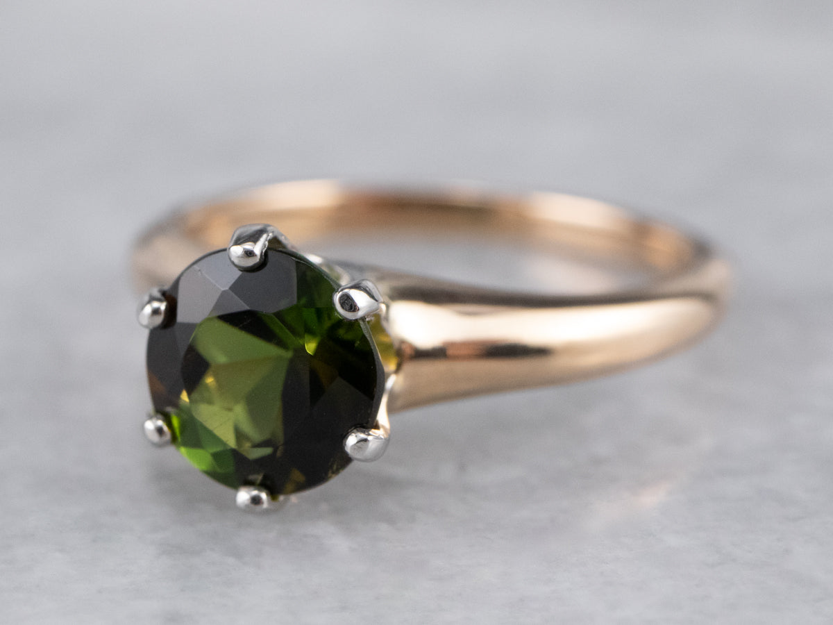 Green Tourmaline Solitaire Ring