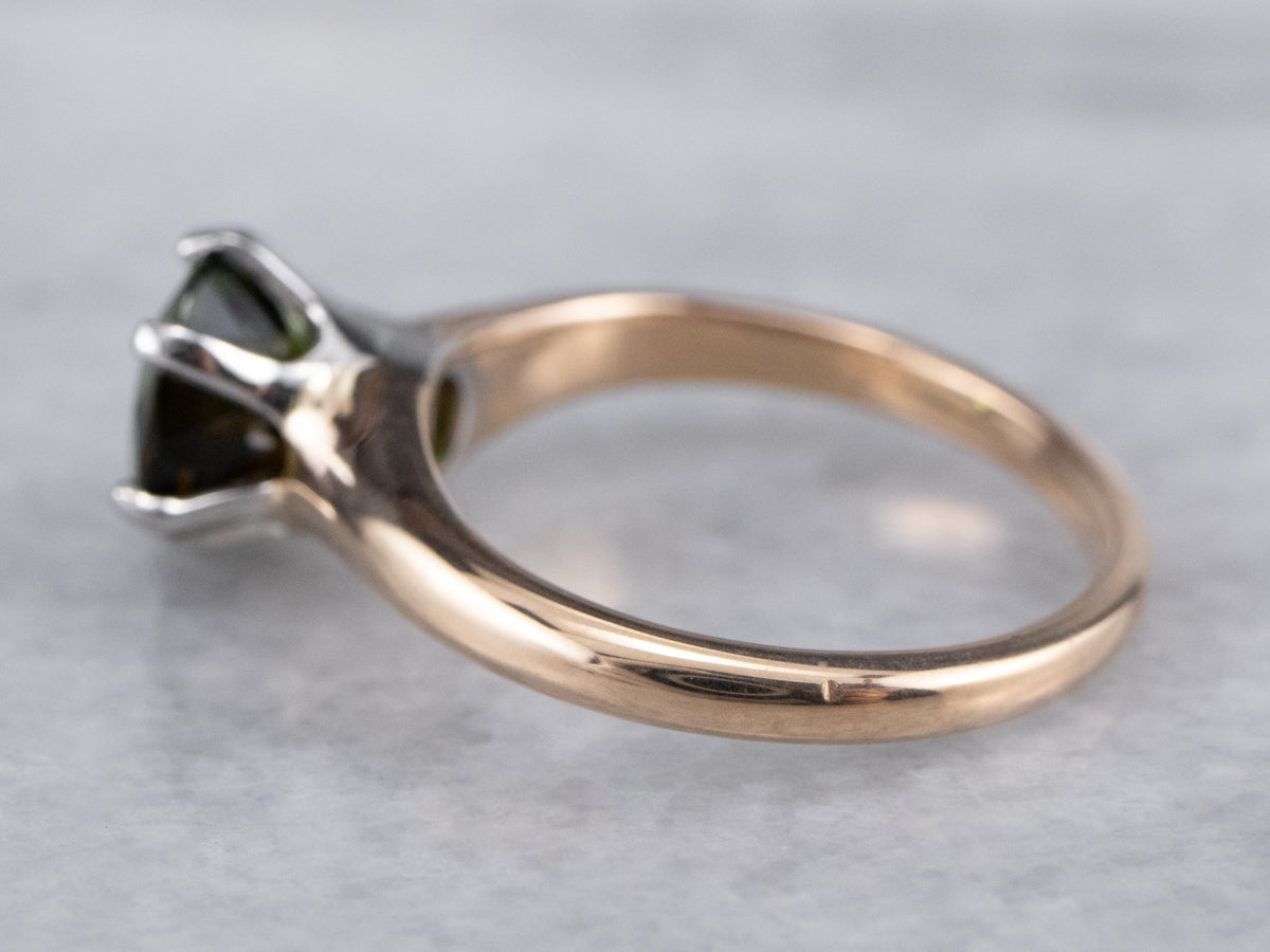 Green Tourmaline Solitaire Ring