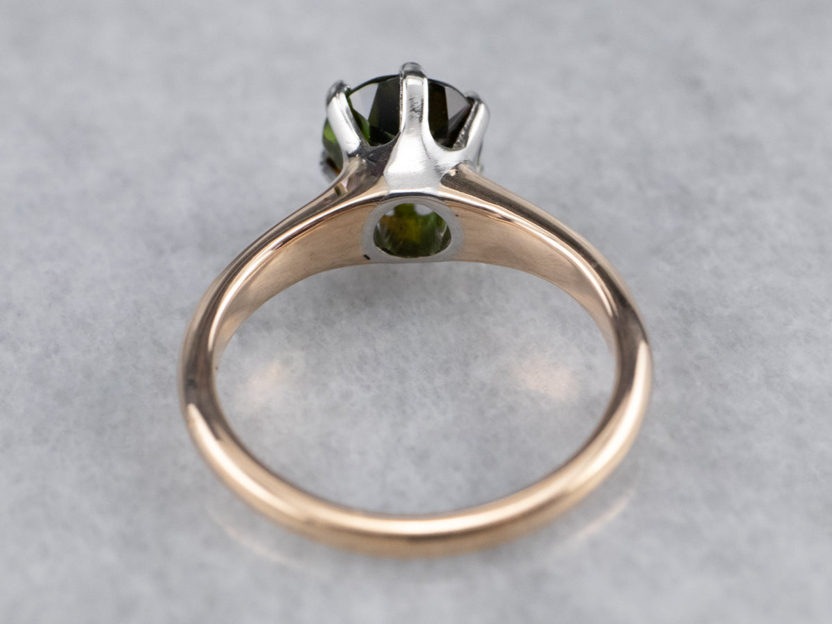 Green Tourmaline Solitaire Ring