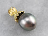 18K Gold Black Pearl and Diamond Pendant