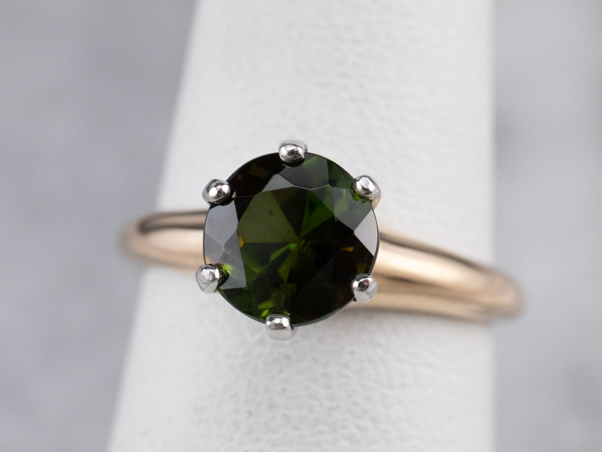 Green Tourmaline Solitaire Ring