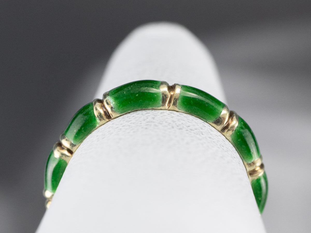 Green Enamel Gold Patterned Band