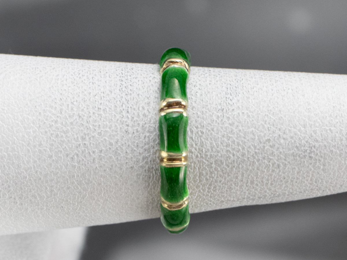 Green Enamel Gold Patterned Band