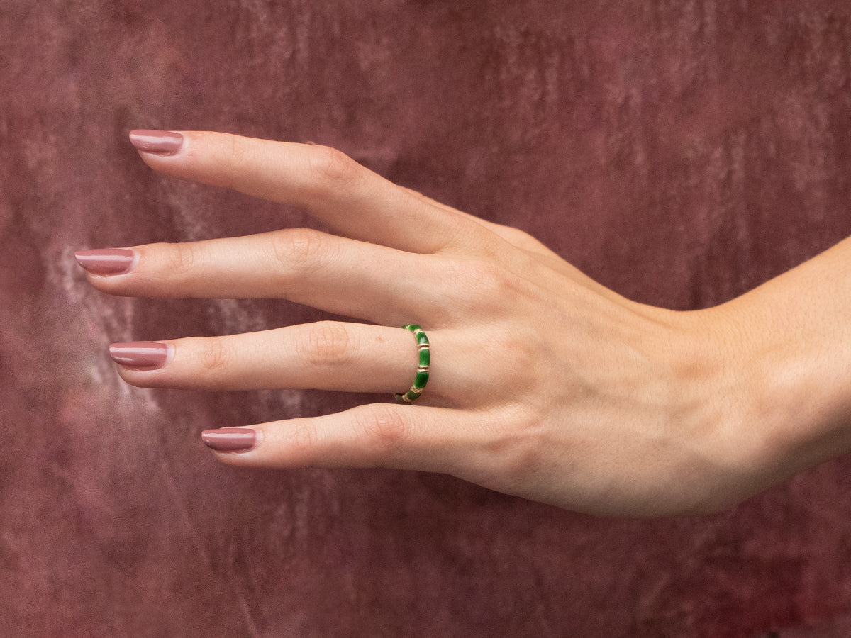 Green Enamel Gold Patterned Band