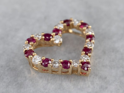 Ruby Diamond Gold Heart Pendant
