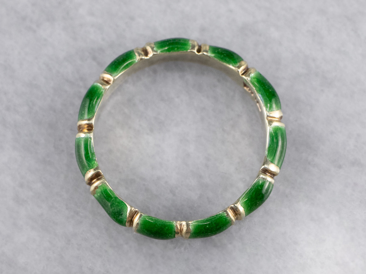 Green Enamel Gold Patterned Band