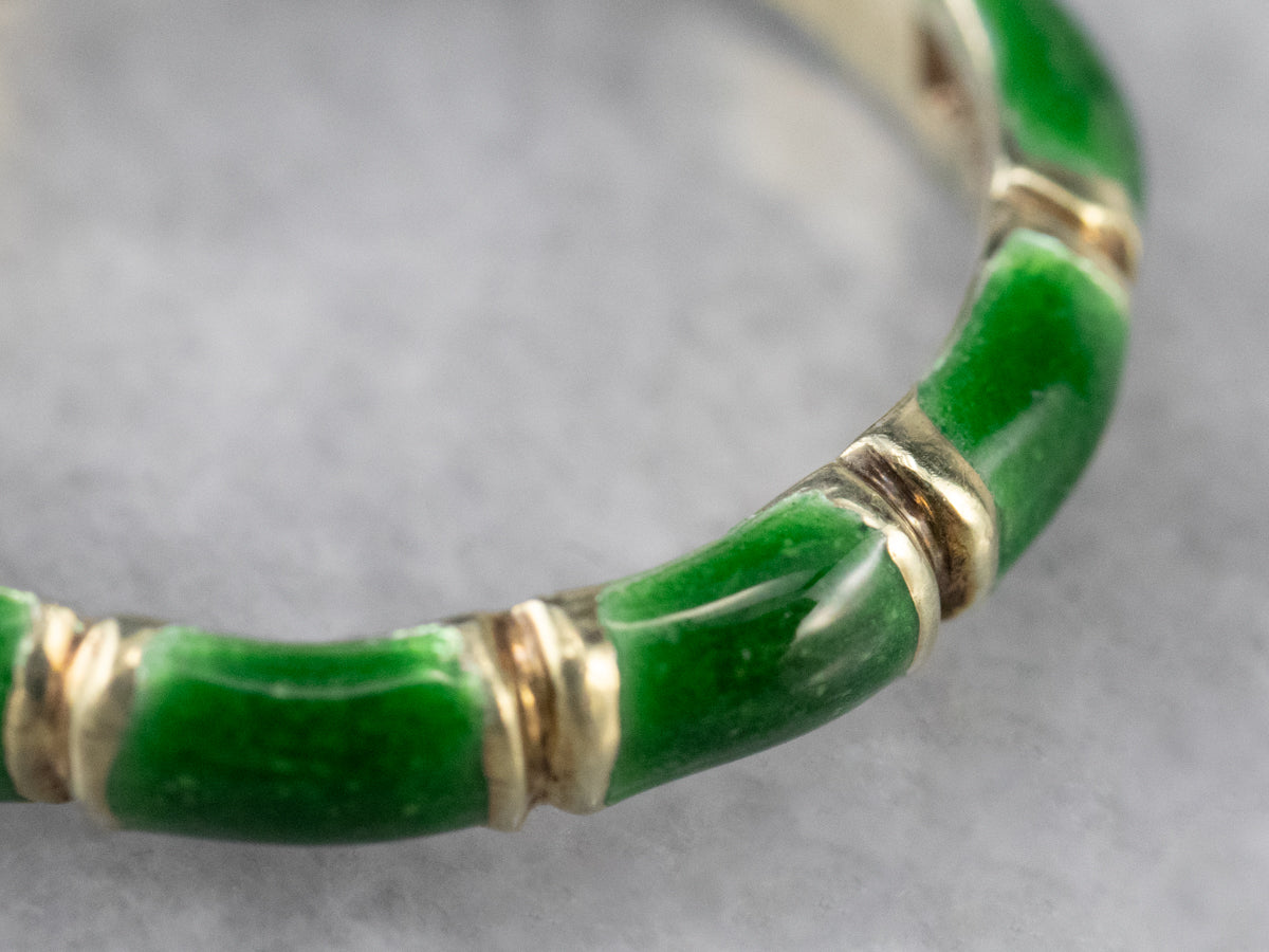 Green Enamel Gold Patterned Band
