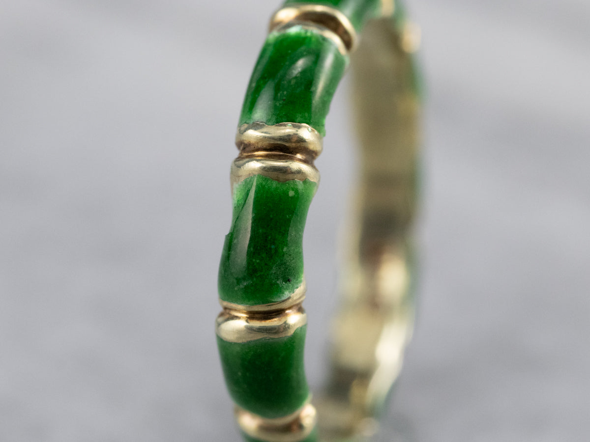 Green Enamel Gold Patterned Band