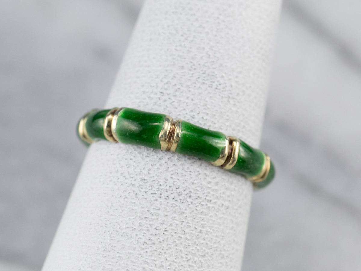 Green Enamel Gold Patterned Band