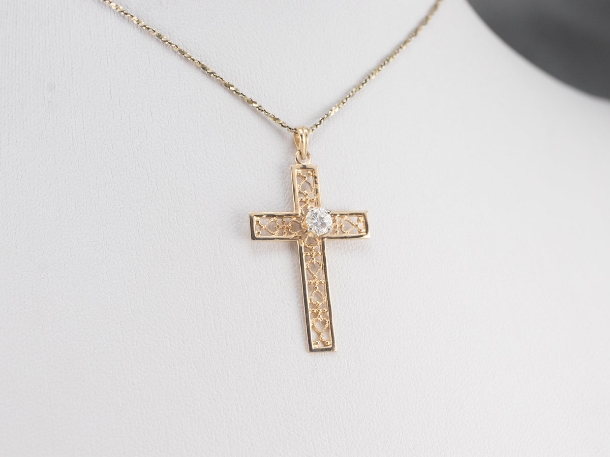 Gold Filigree Diamond Cross