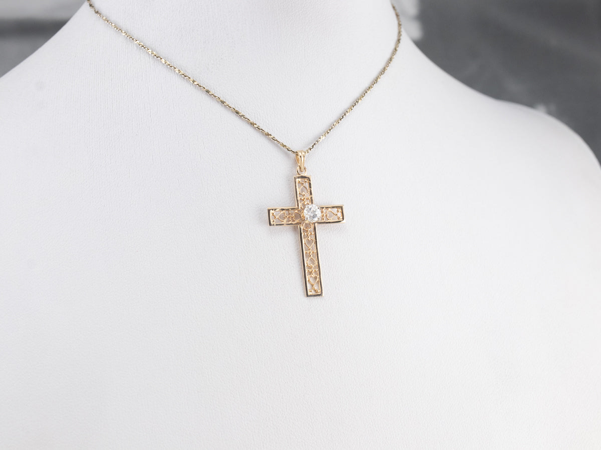 Gold Filigree Diamond Cross