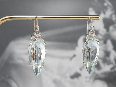 Stunning Aquamarine Diamond Drop Earrings