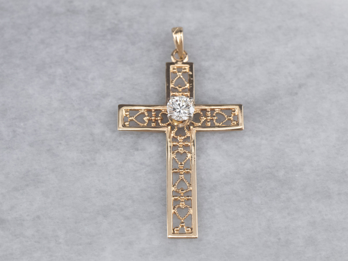 Gold Filigree Diamond Cross