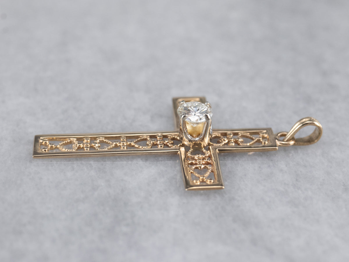 Gold Filigree Diamond Cross