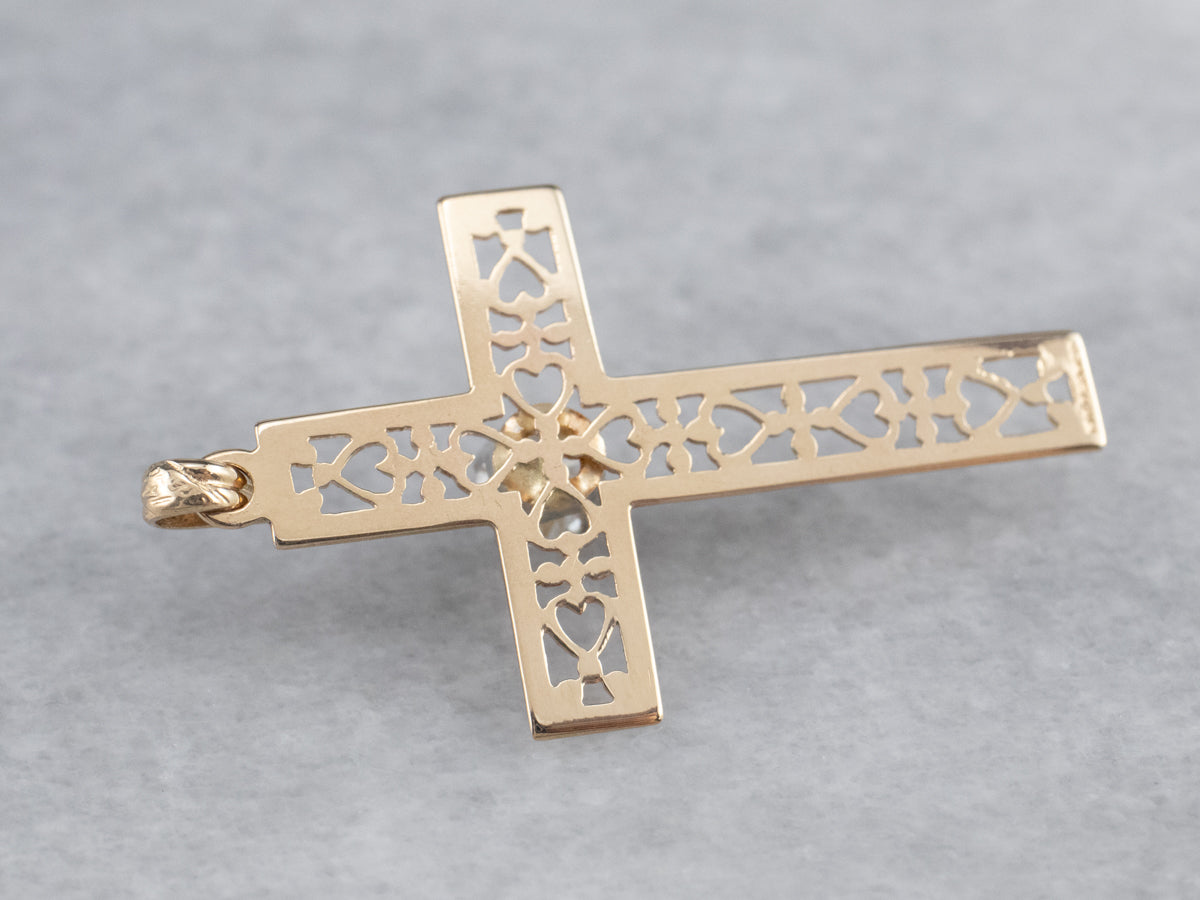 Gold Filigree Diamond Cross