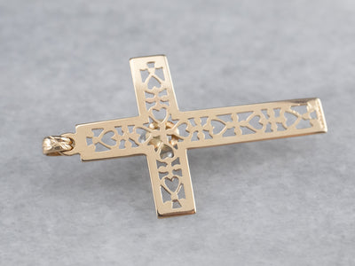 Gold Filigree Diamond Cross