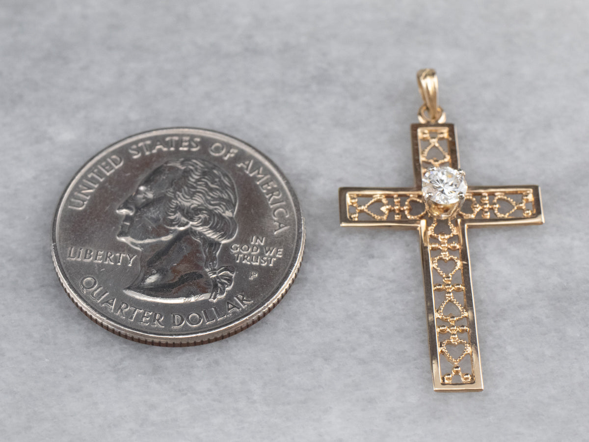 Gold Filigree Diamond Cross