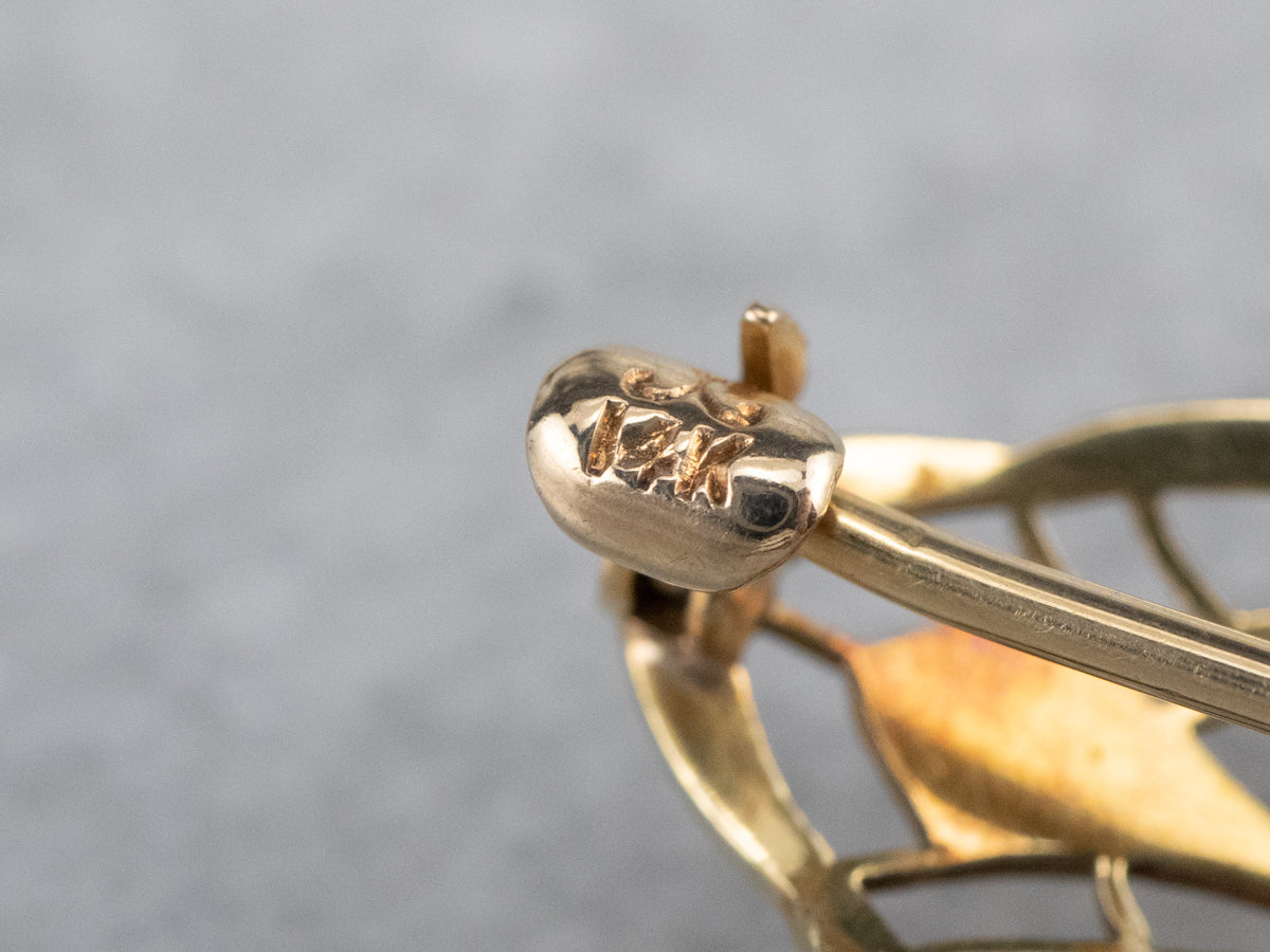 Vintage Gold Filigree Marquise Brooch