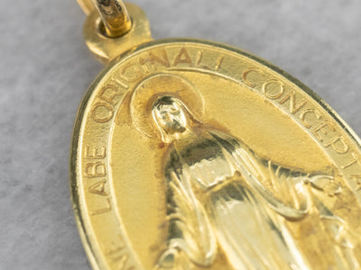 18K Gold Mary Medal Pendant